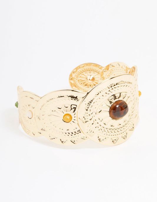 Gold Molten Circle Wrist Cuff