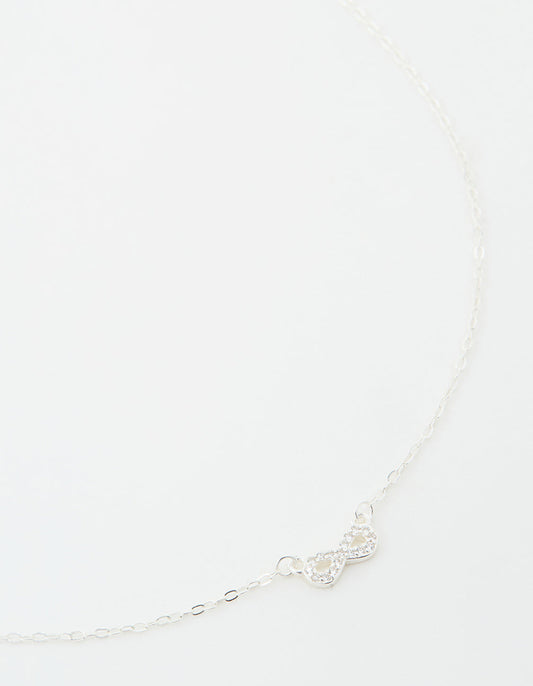 Sterling Silver Cubic Zirconia Infinity Necklace