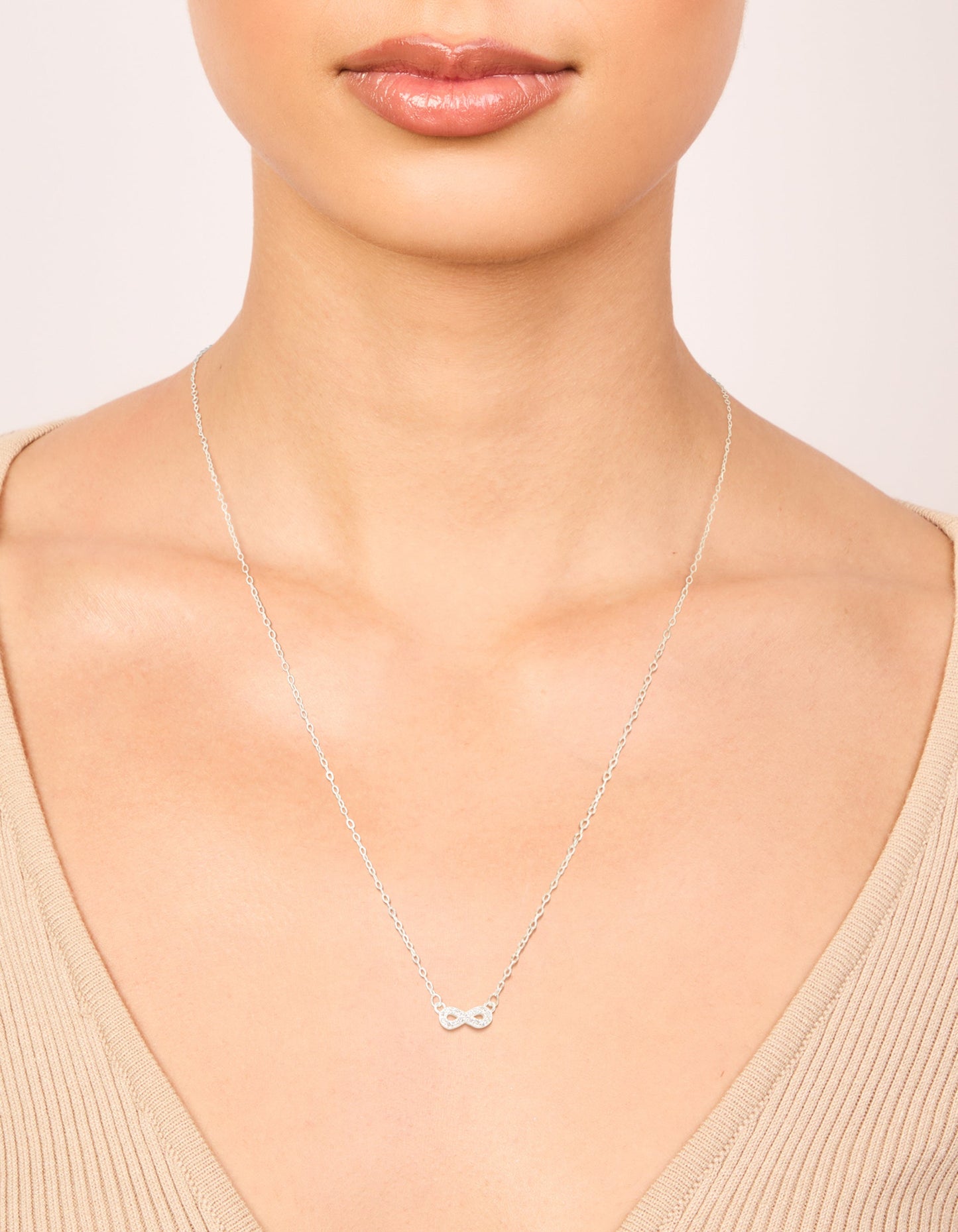 Sterling Silver Cubic Zirconia Infinity Necklace