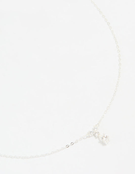 Sterling Silver Cubic Zirconia Drop Necklace