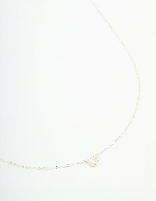 Sterling Silver Cubic Zirconia Horseshoe Necklace
