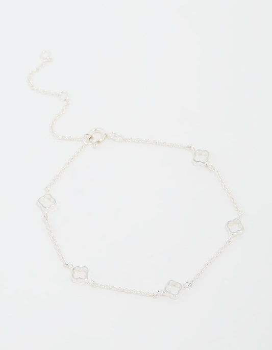 Sterling Silver Hollow Flower Bracelet