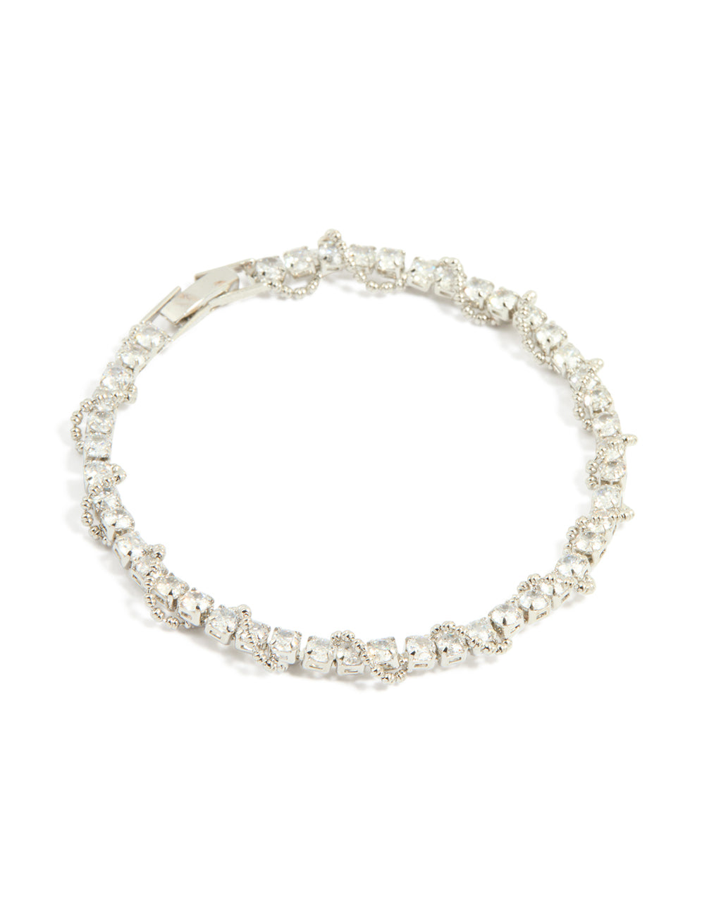 Silver Cubic Zirconia Twine Tennis Bracelet