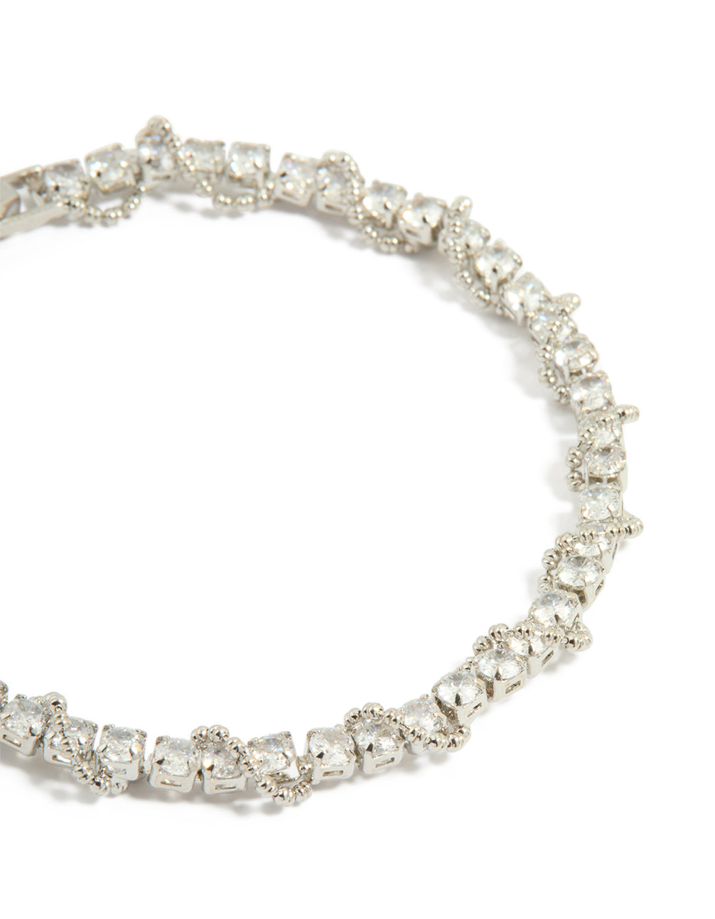 Silver Cubic Zirconia Twine Tennis Bracelet