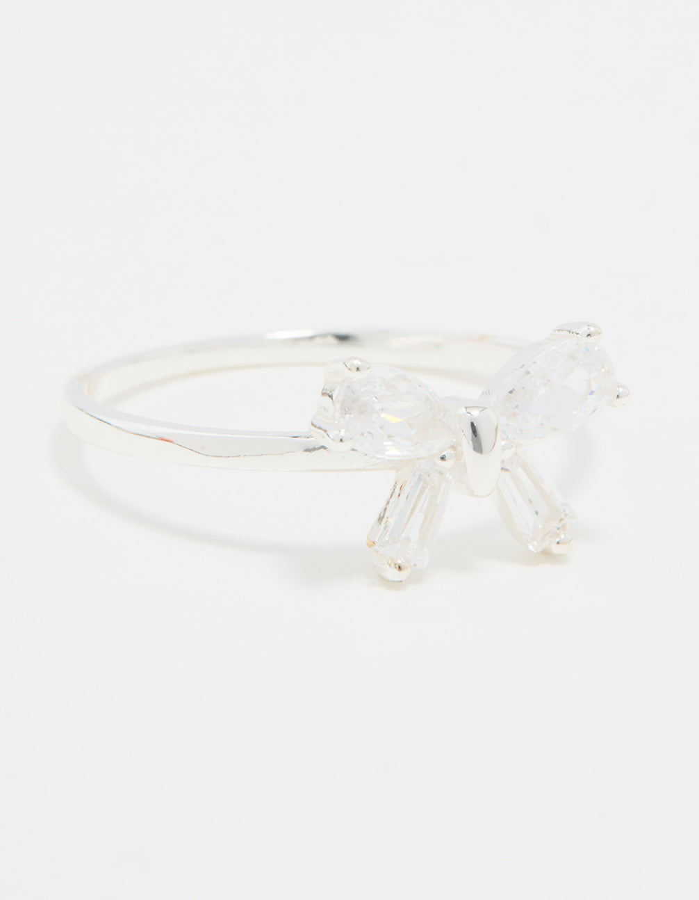 Sterling Silver Cubic Zirconia Bow Crystal Ring