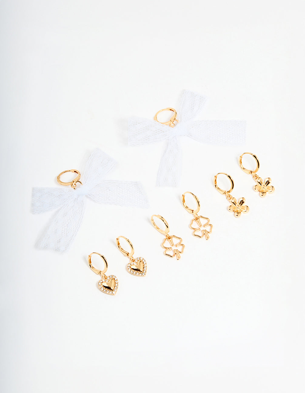 Gold White Bow & Clover Shoe Charms Pack