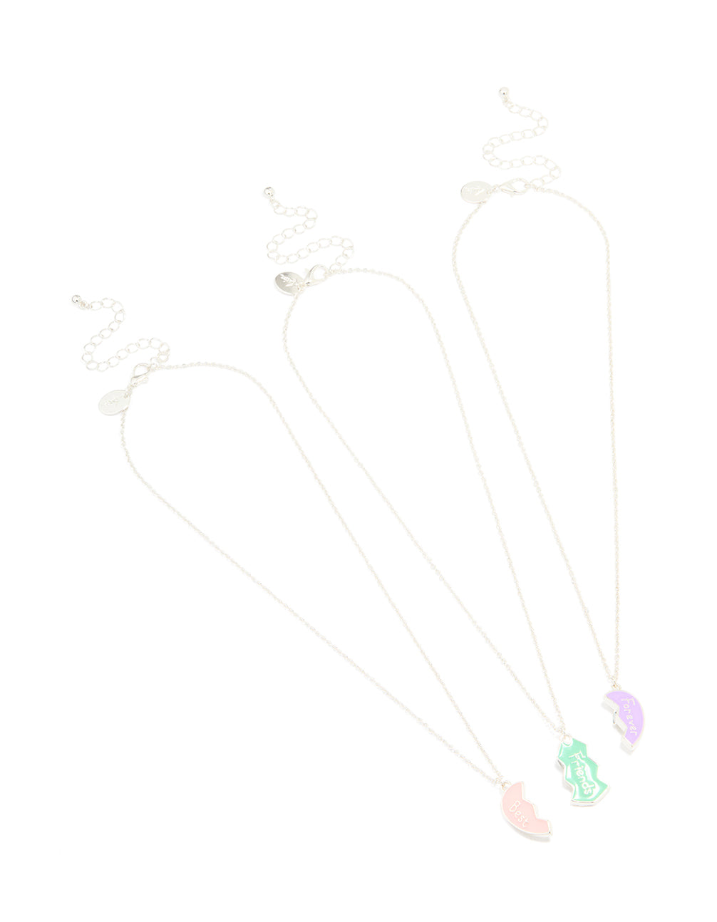 Kids Silver Friends Forever Necklaces 3-Pack