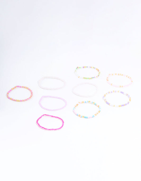 Kids Pastel & Vibrant Beaded Stretch Bracelets 9-Pack