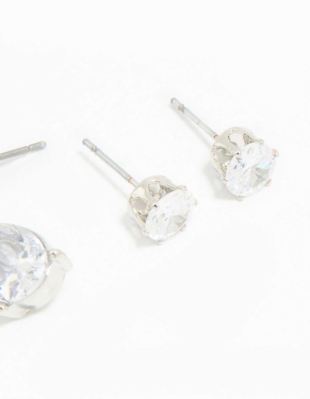 Silver Cubic Zirconia Stud & Drop Earrings 3-Pack