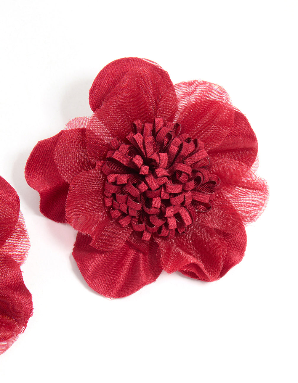 Red Fabric Poppy Flower Stud Earrings