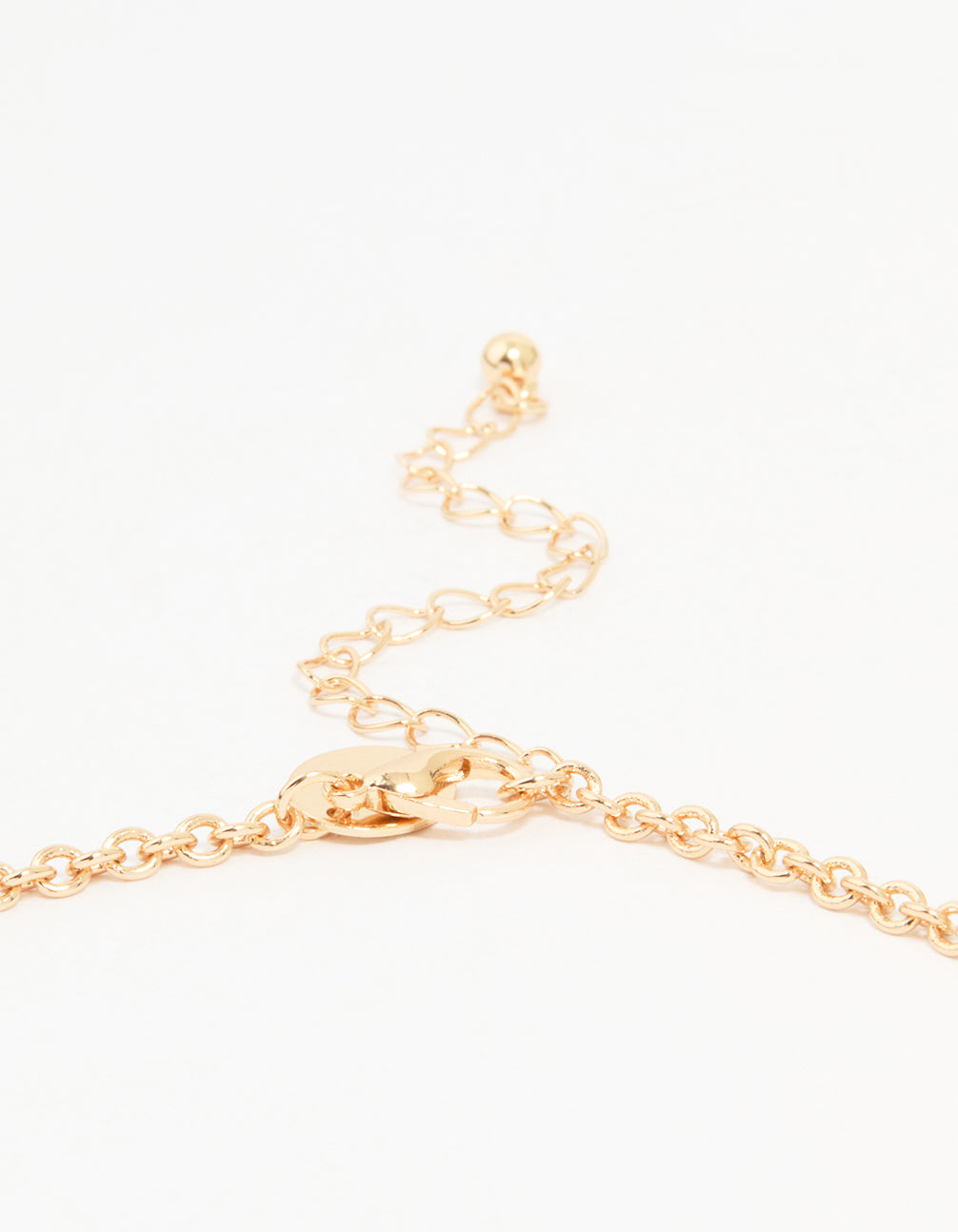 Gold Red Large Stone & Tube Necklace