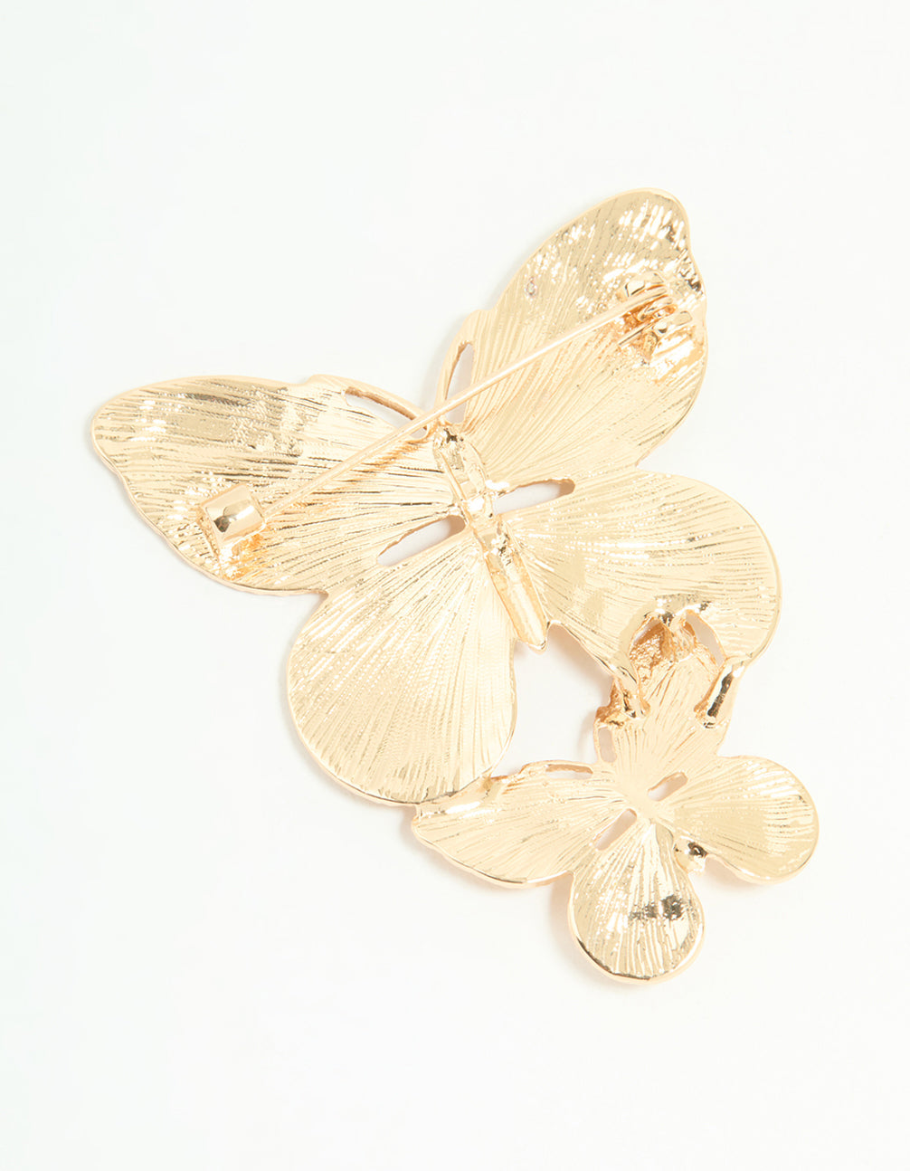 Gold Double Butterfly Brooch