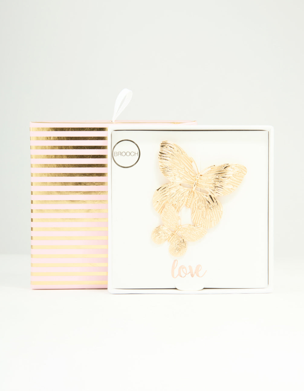 Gold Double Butterfly Brooch