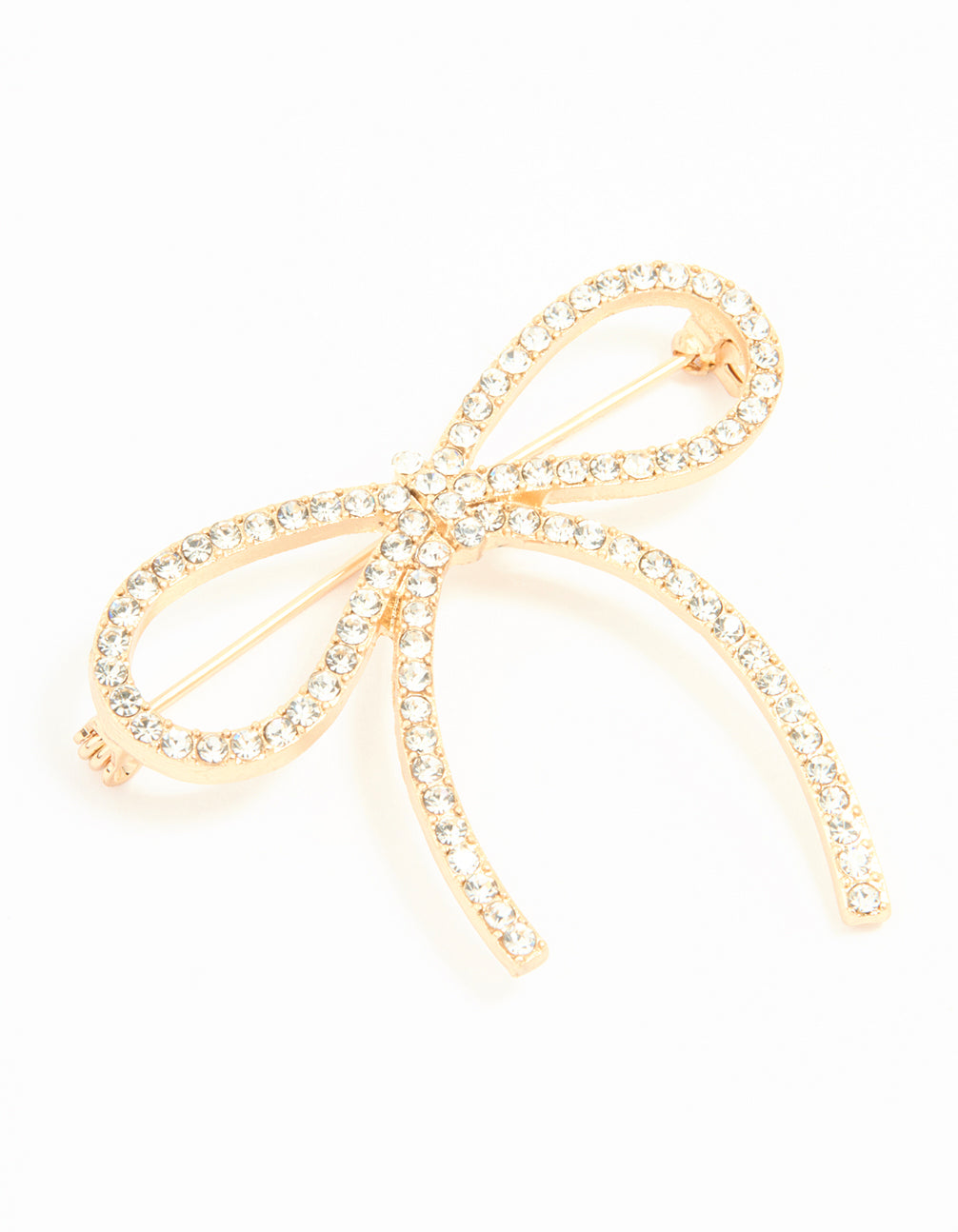 Gold Diamante Bow Brooch