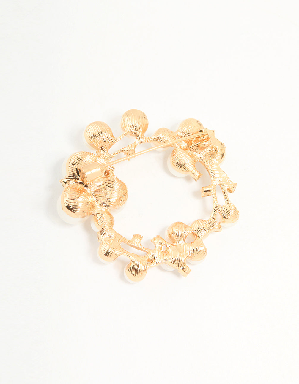 Gold Pearl Wreath Brooch