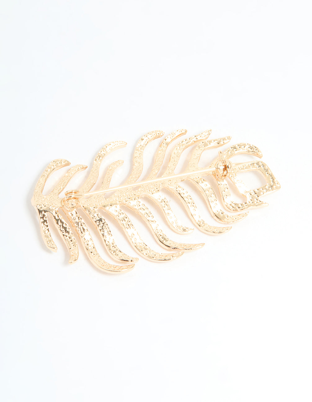 Gold Diamante Feather Brooch