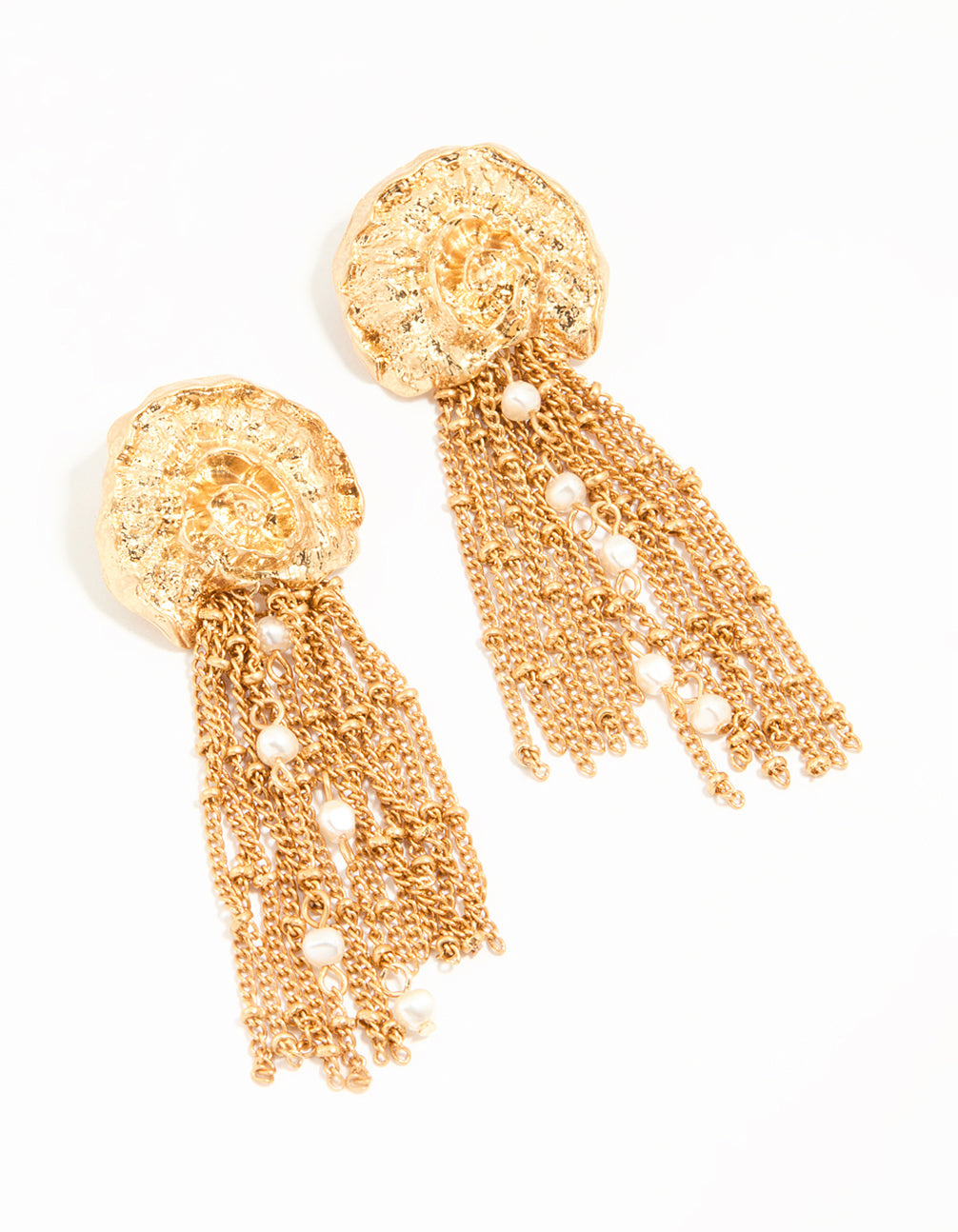 Gold Pearl Chain Drop Earrings