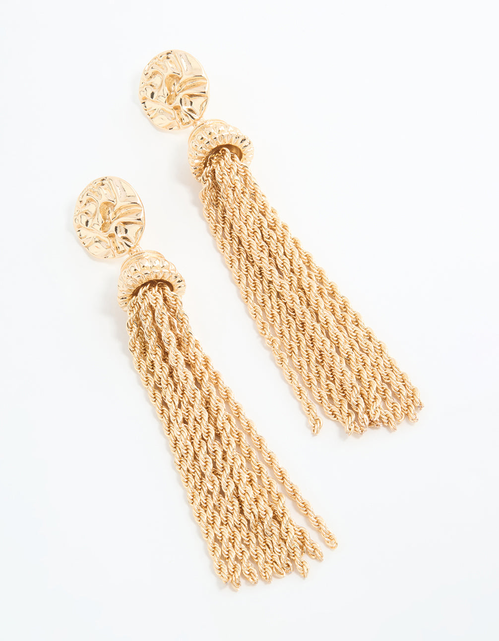 Gold Fringe Chain Drop Earrings