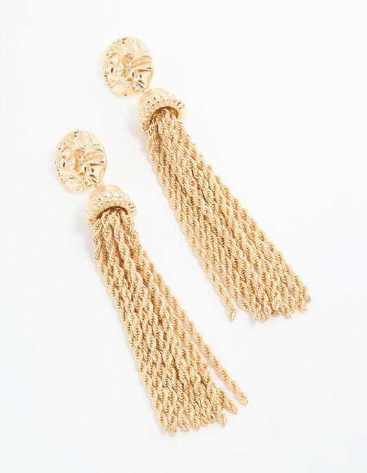 Gold Fringe Chain Drop Earrings