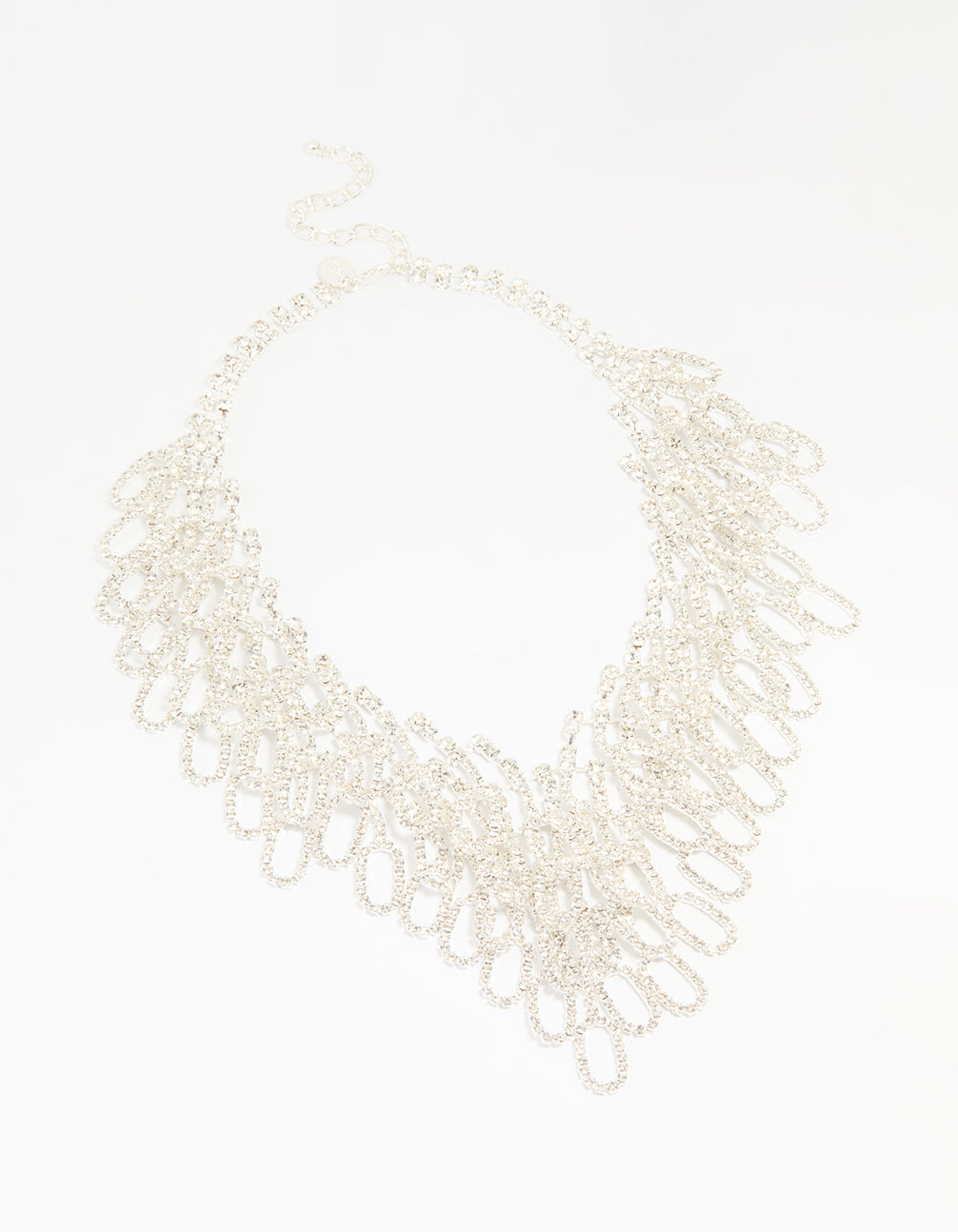 Silver Diamante Statement V-Necklace