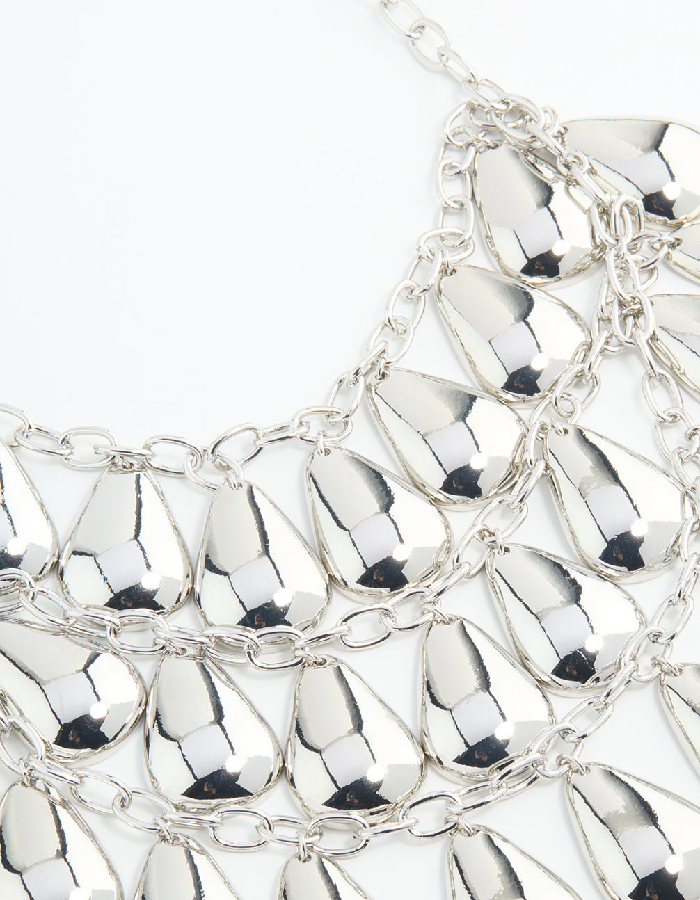 Silver Molten Teardrop Charm Layered Necklace
