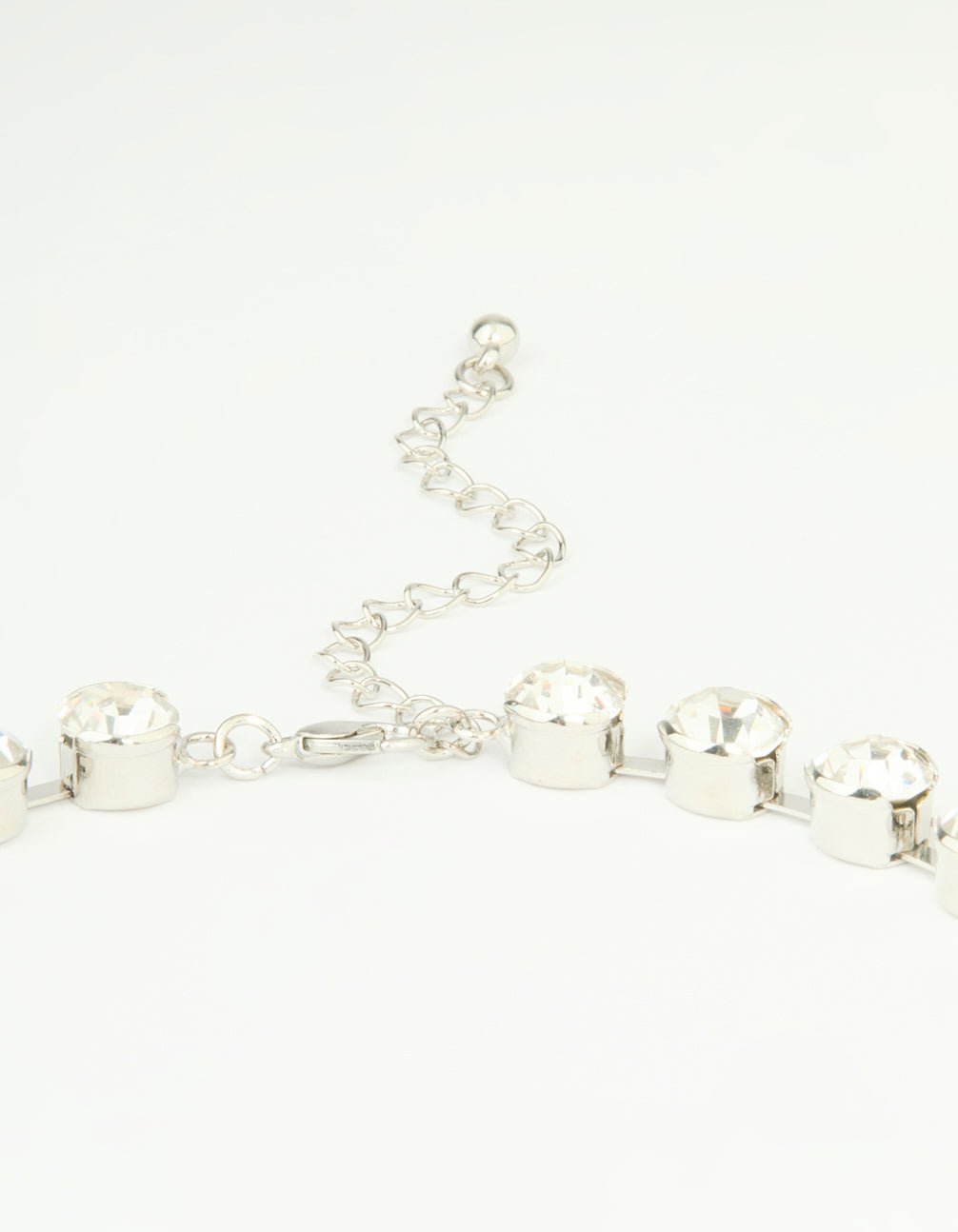 Silver Diamante Fringe Large Necklace