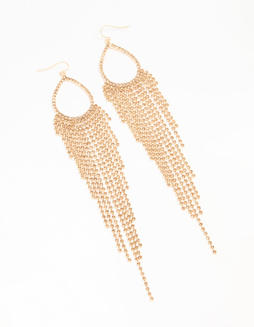 Gold Cupchain Fringe Drop Earrings
