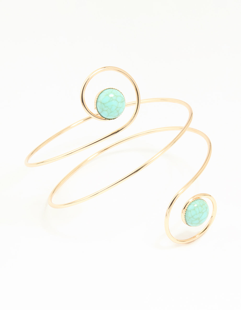 Gold Turquoise Swirl Stone Arm Cuff