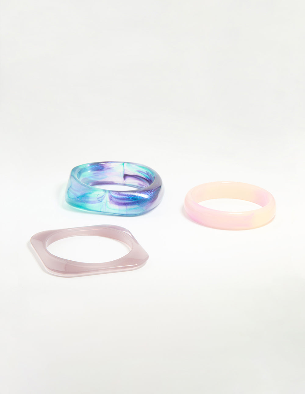 Purple Blue & Pink Acrylic Mermaid Bangles 3-Pack