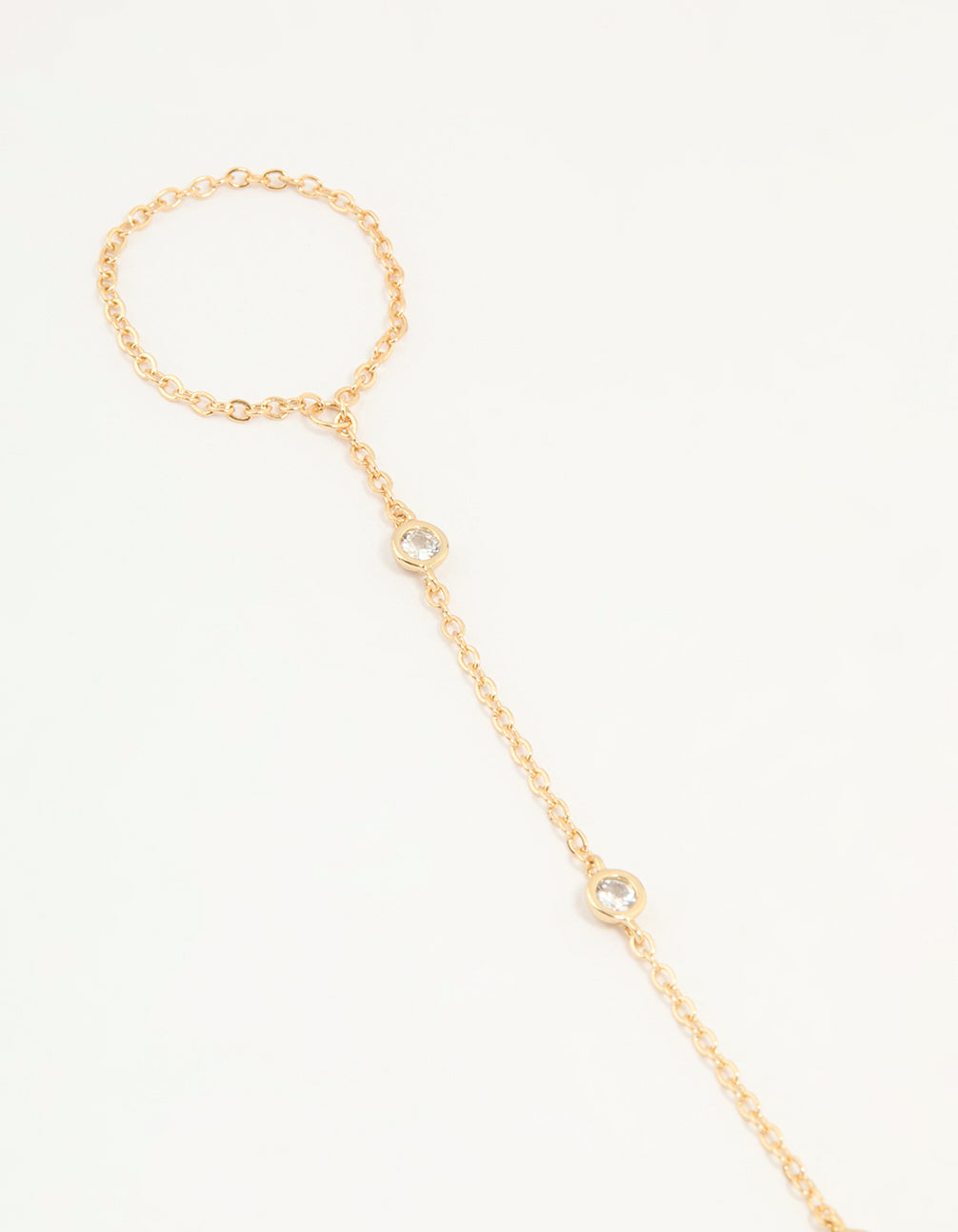 Gold Plated Cubic Zirconia Hand Chain Bracelet