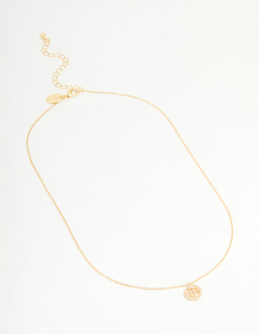 Gold Plated Cubic Zirconia Virgo Circle Necklace