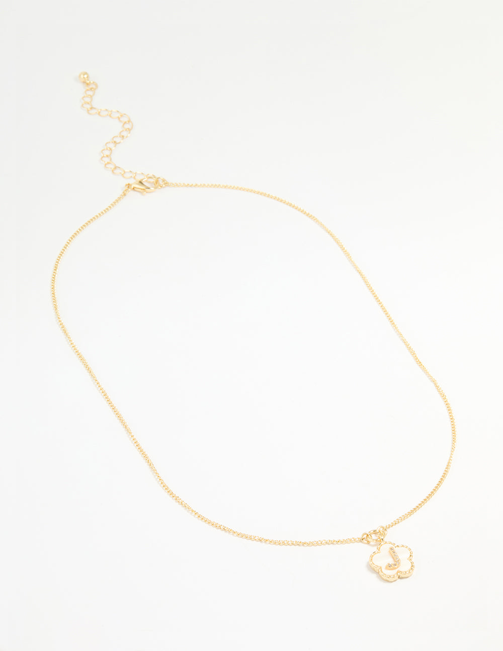 Gold Plated Genuine Shell Letter J Flower Petal Necklace