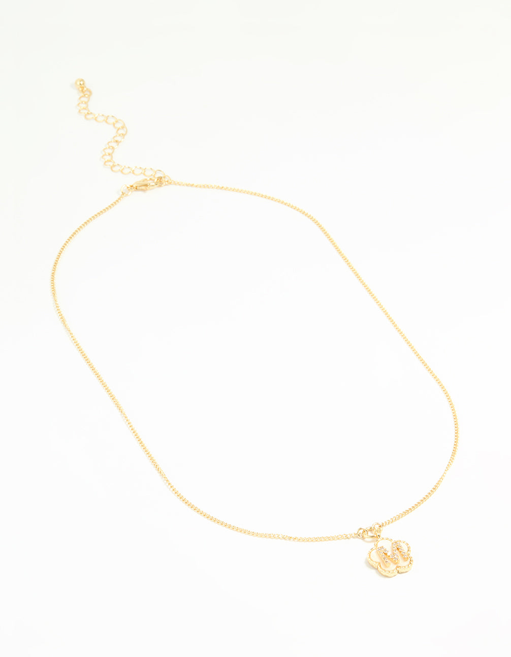 Gold Plated Genuine Shell Letter M Flower Petal Necklace