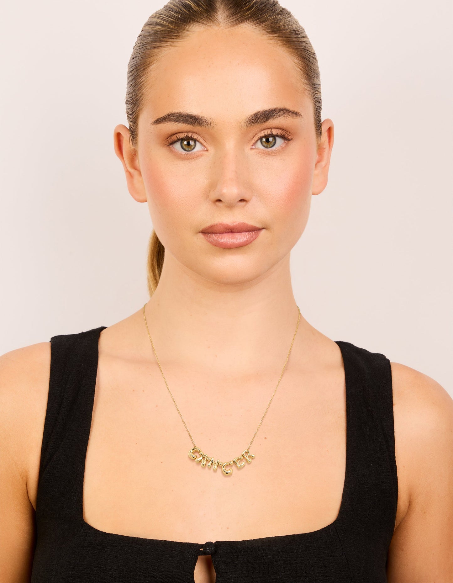 Gold Plated Bubble Cancer Pendant Necklace