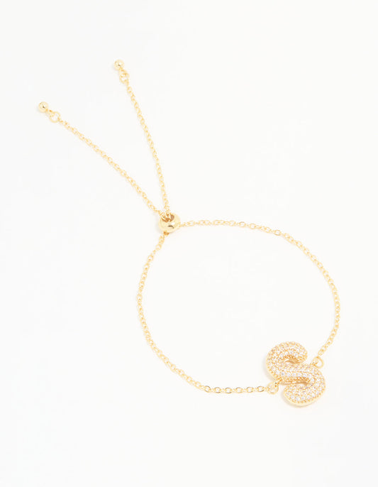 Gold Plated Cubic Zirconia Bubble S Pavé Toggle Bracelet