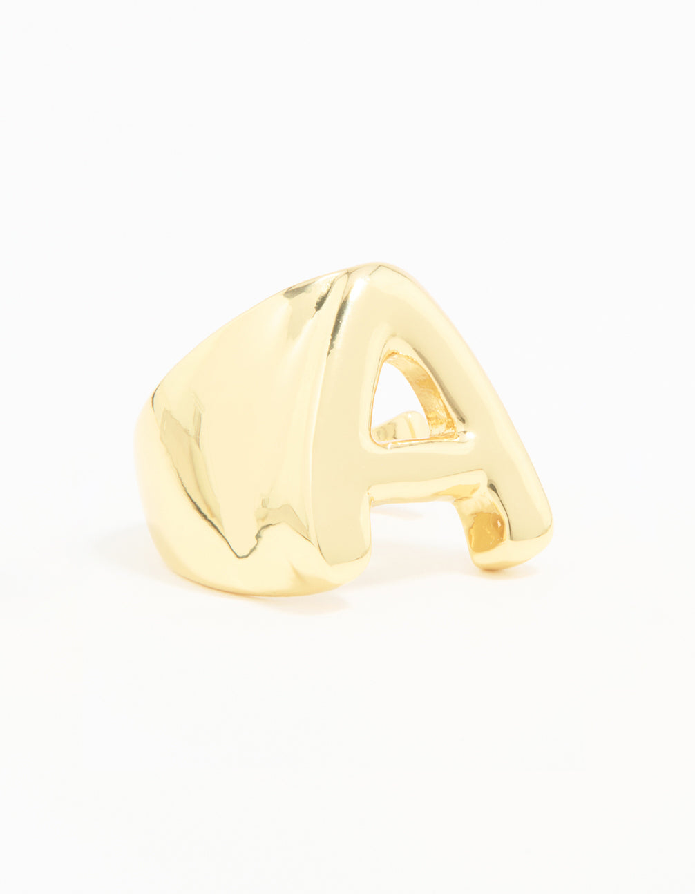 Gold Plated Bubble Letter A Ring