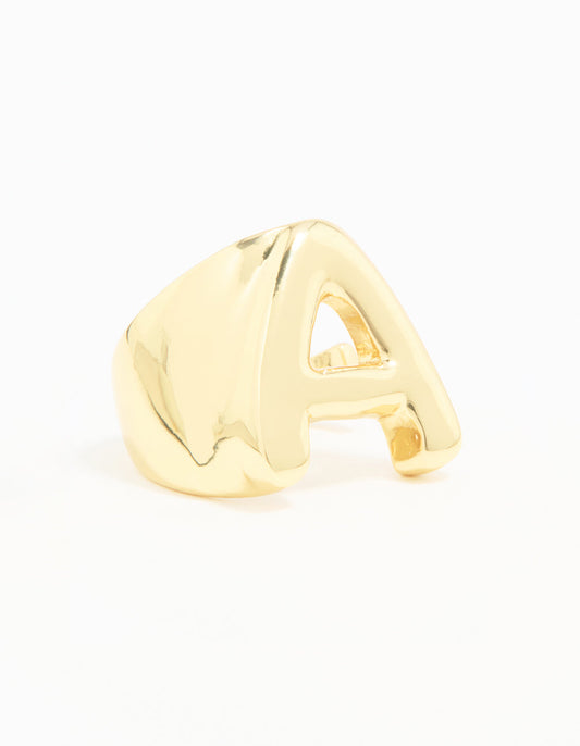 Gold Plated Bubble Letter A Ring
