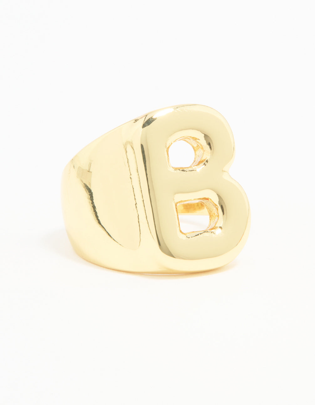 Gold Plated Bubble Letter B Ring