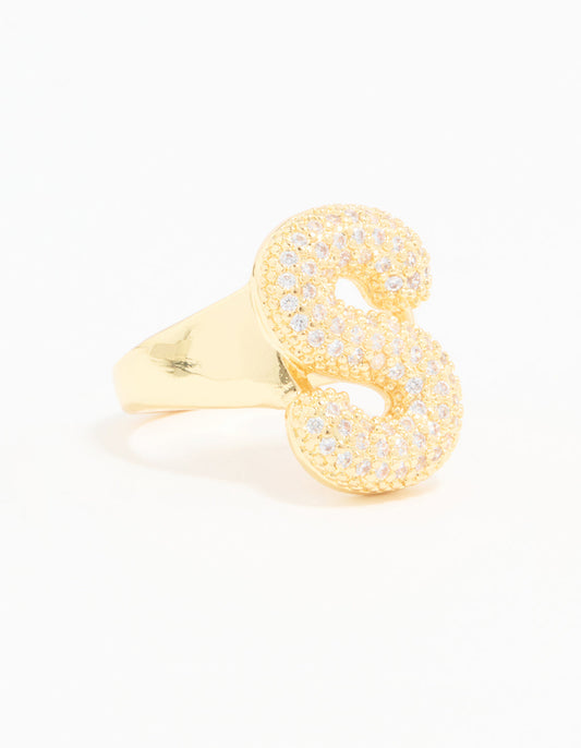 Gold Plated Cubic Zirconia Bubble S Pavé Ring