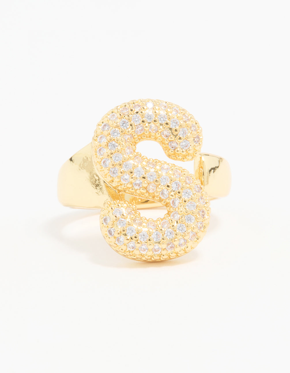 Gold Plated Cubic Zirconia Bubble S Pavé Ring