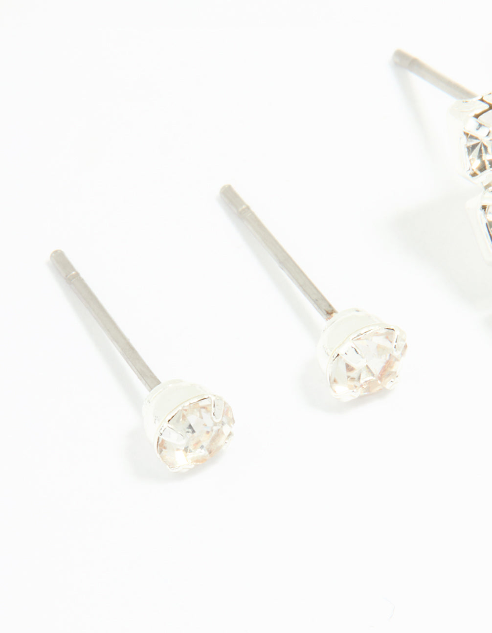 Silver Diamante Stud & Cupchain Earrings 3-Pack