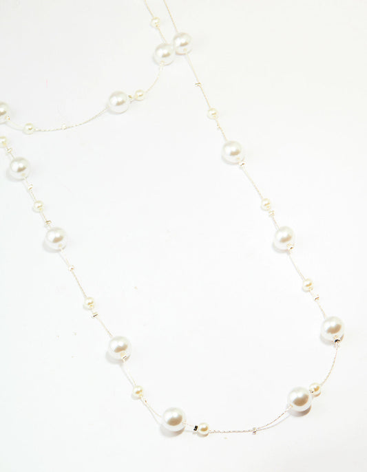 Silver Pearl Layered Necklace
