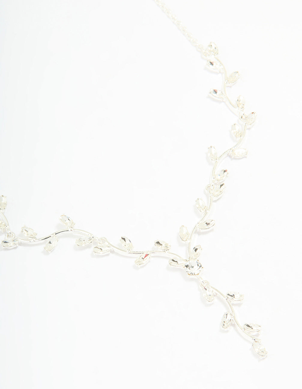 Silver Diamante Vine Lariat Necklace