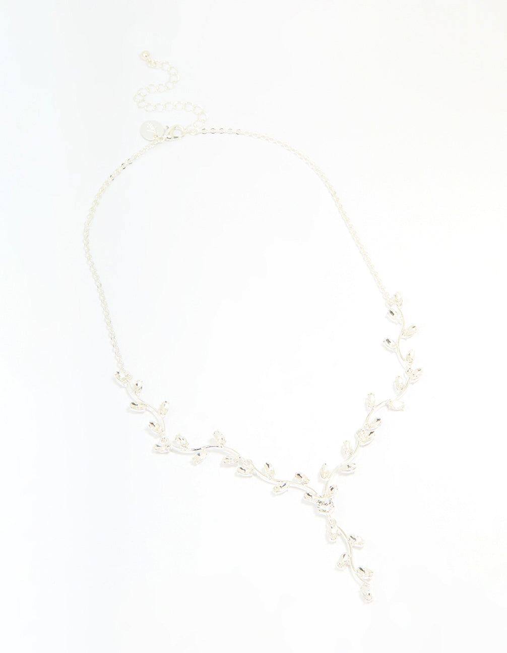 Silver Diamante Vine Lariat Necklace