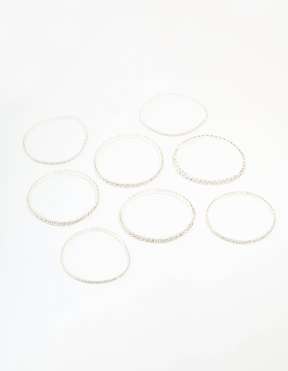 Silver Diamante Stretch Bracelets 8-Pack