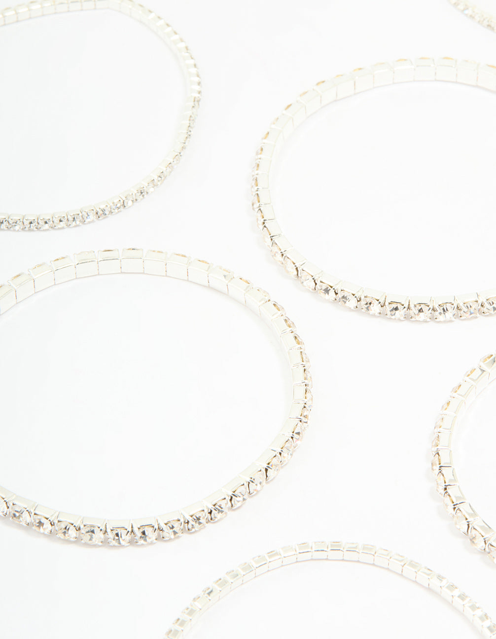 Silver Diamante Stretch Bracelets 8-Pack