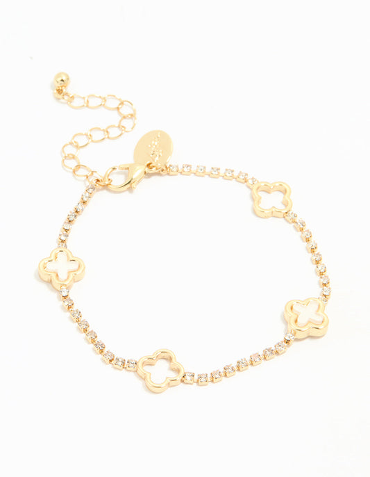 Gold Plated Flower Cupchain Bracelet