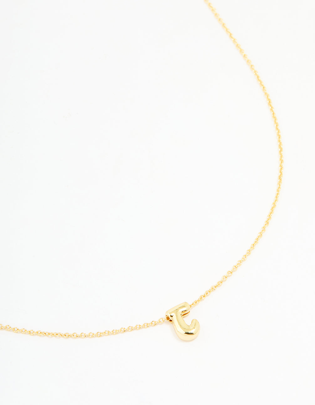 Gold Plated Brass Mini Bubble Letter J Necklace