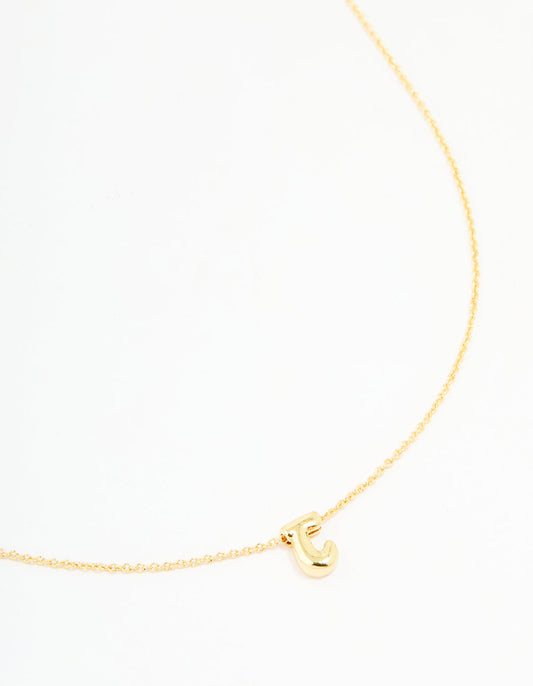 Gold Plated Brass Mini Bubble Letter J Necklace