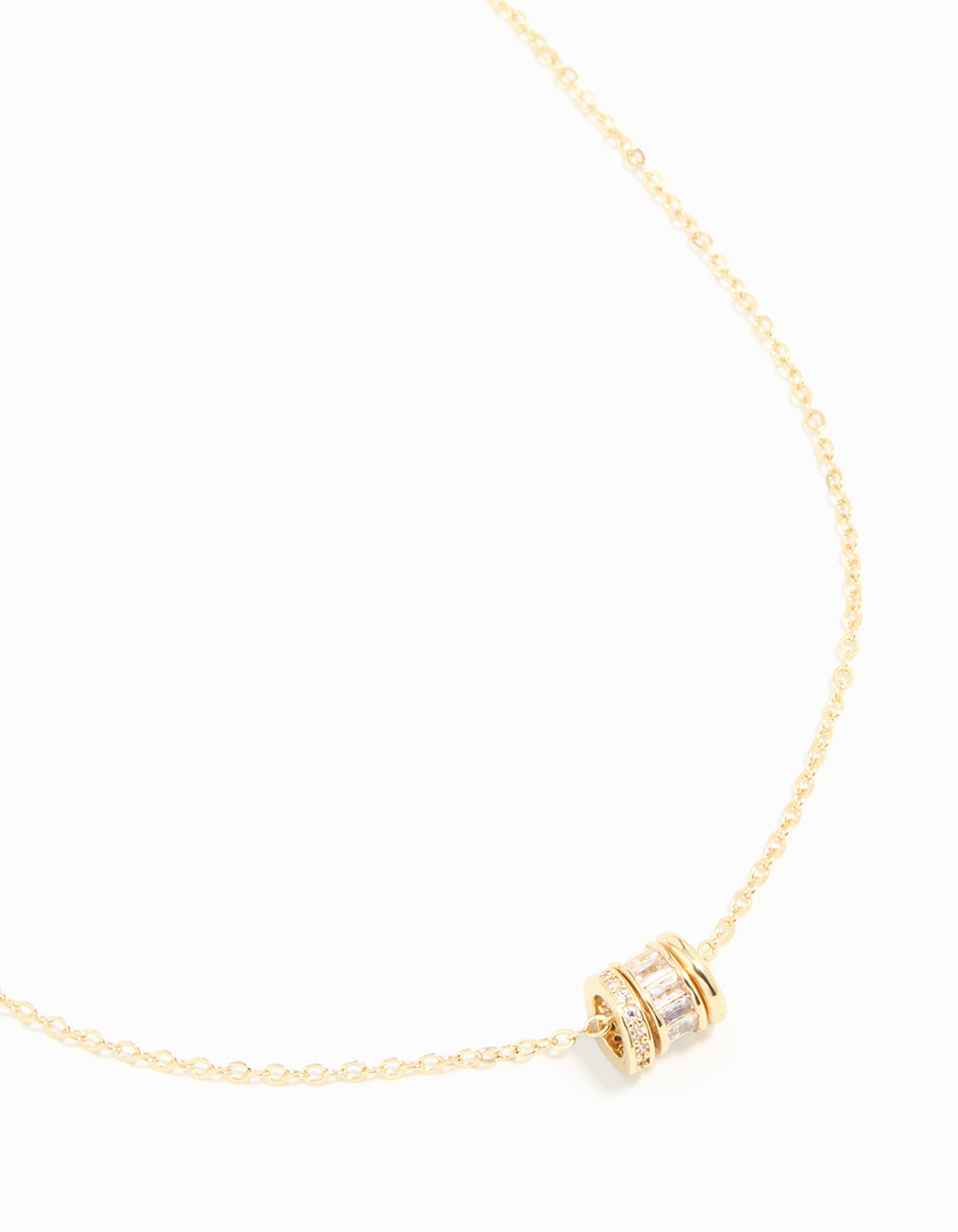 Gold Plated Brass Cubic Zirconia Rondell Necklace